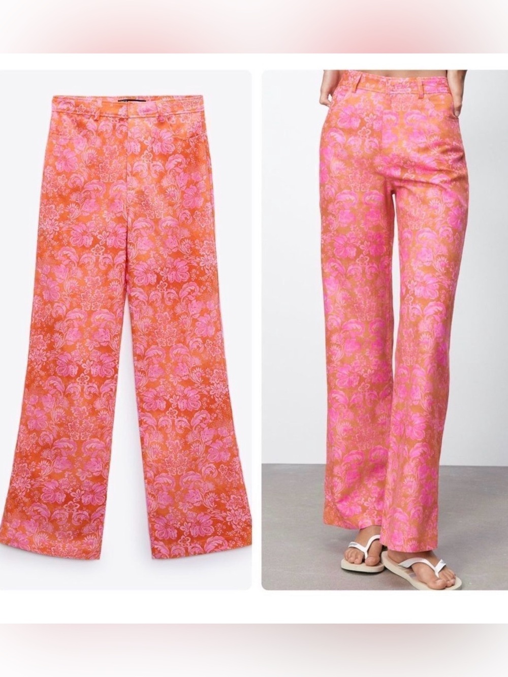 Zara FULL LENGTH LINEN BLEND PANTS